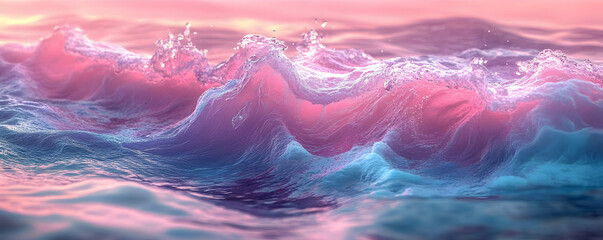 Sticker - Pastel ocean waves sunset background