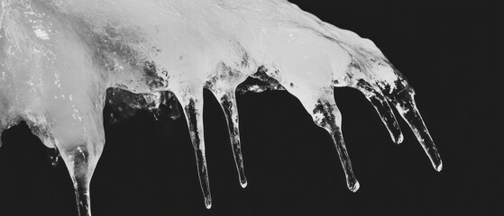 Poster - Melting ice creating intricate textures and dripping water in a captivating process