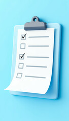 Poster - light blue clipboard with checklist