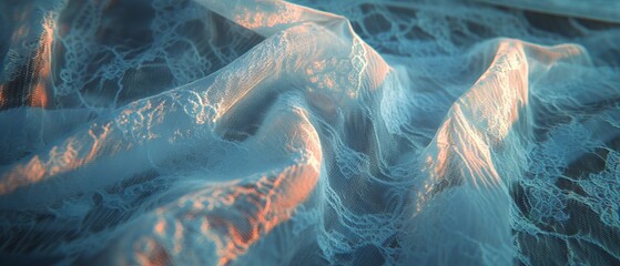 Poster - Delicate lace fabric with intricate patterns and translucent quality beautifully displayed in soft light