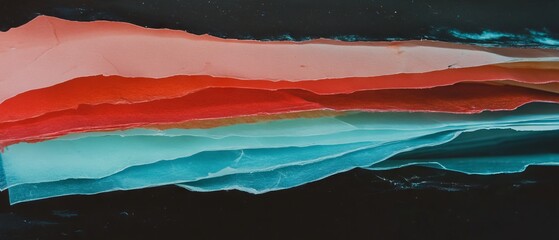 Poster - Layered paper showcasing vibrant colors and textures in a creative art composition
