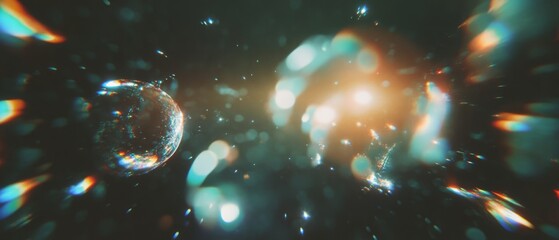 Poster - Beautiful lens flare background featuring abstract shapes and light bursts in vibrant colors