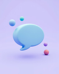 Poster - floating pastel speech bubble with colorful spheres