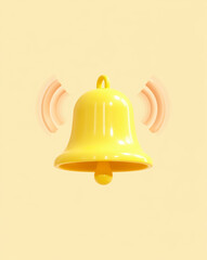 Poster - 3d render of a yellow bell ringing