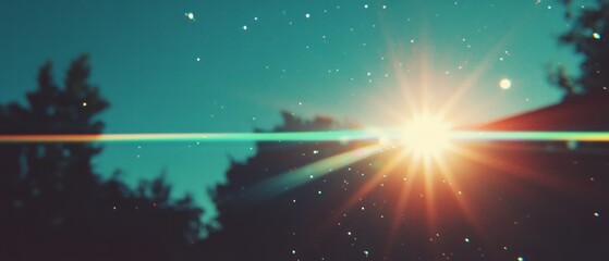 Poster - Lens flare texture enhancing a vibrant outdoor setting during golden hour
