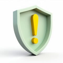 Aufkleber - 3d render of a green shield with a yellow exclamation mark
