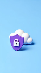 Aufkleber - purple shield with lock beside white cloud: digital security concept