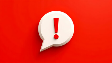 Aufkleber - red exclamation mark in a white speech bubble on red background