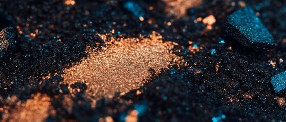 Poster - Close-up view of shimmering eyeshadow particles showcasing vibrant colors and varied sizes