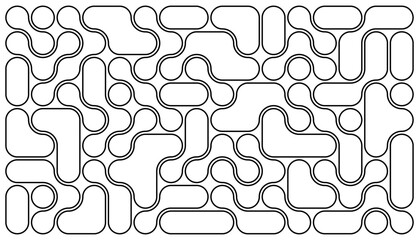 Wall Mural - background with black line liquid connected circle dots. metaballs pattern on white. abstract geomet