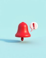 Aufkleber - red 3d bell with exclamation mark notification