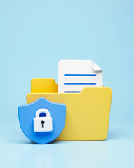 Poster - secure digital document folder with shield and lock