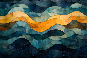 Poster - Abstract ocean sunset mosaic wall art
