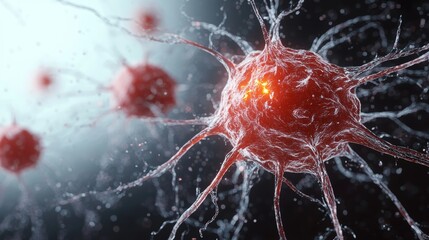 Poster - Microscopic View of Active Neurons with Synaptic Connections Firing Through Neural Network