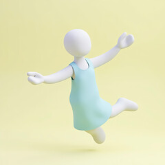 Poster - joyful 3d render of a figure in a light blue dress