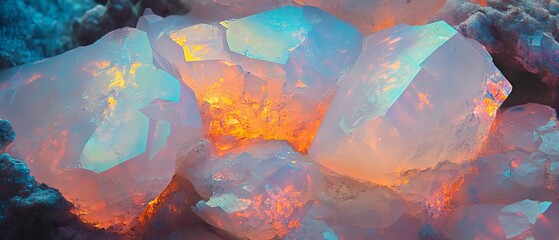 Aufkleber - Stunning opal displaying vibrant play-of-color and diverse textures in natural light setting