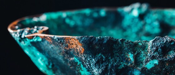 Poster - Oxidized copper showcasing vibrant green and blue patina textures in detailed close-up