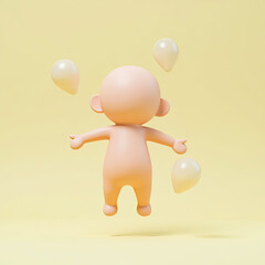 Poster - weightless 3d figure with pastel balloons