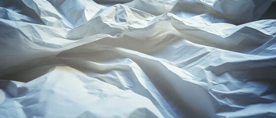 Poster - Detailed close-up of crumpled white paper with textured surface and torn edges creating a rustic appearance