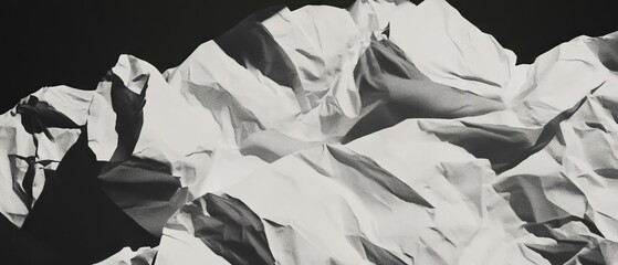 Poster - Crumpled paper texture with torn edges creating an artistic and abstract composition on a dark background