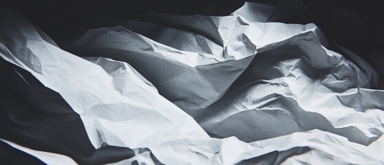 Poster - Crumpled paper with torn edges revealing intricate textures in soft light