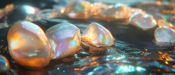 Aufkleber - Pearl formation reveals iridescent sheen and subtle texture under gentle light