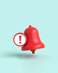 Aufkleber - 3d red bell with exclamation mark notification