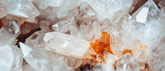 Poster - Clear quartz crystal cluster with transparent texture showcasing unique formations and colors