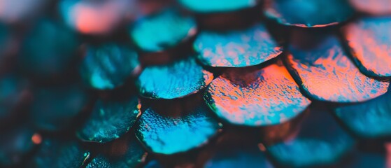 Poster - Close-up of rough scales displaying a textured surface and vivid colors in natural light