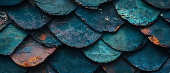 Poster - Textured rough scales displaying varied colors and intricate surfaces on a flat surface