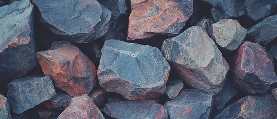 Poster - Diverse rough stones displaying rich textures and colors in natural arrangement