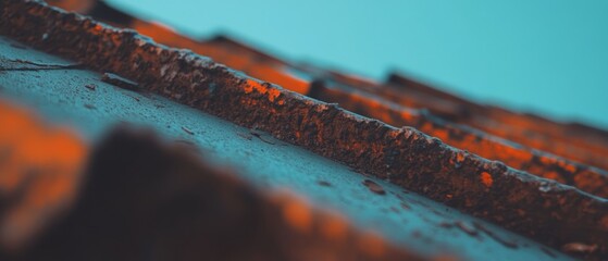 Poster - Rusted metal texture with vibrant orange-brown tones under natural light conditions