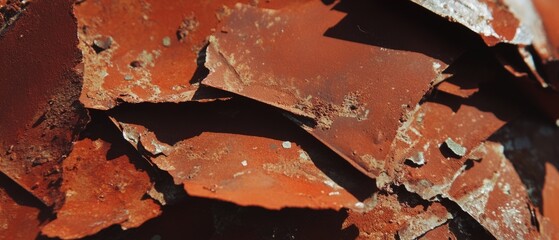Poster - Rusty metal sheets exhibit flaking rust in an industrial setting with textured surface details