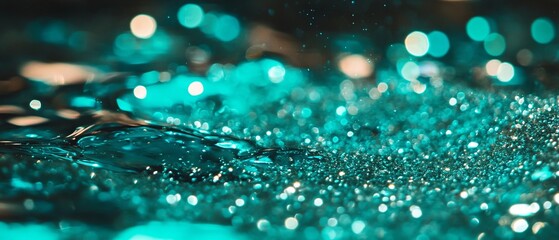 Poster - Swirling sapphire blue liquid shimmering with sparkling glitter in dynamic motion