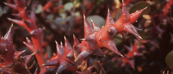 Poster - Sharp thorns with vibrant colors and pointed tips creating a striking natural display in sunlight