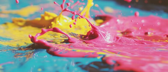 Aufkleber - Vibrant colors and flowing patterns created by spilled paint on a smooth surface