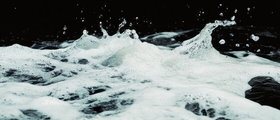 Poster - Dynamic splashes of water create abstract forms in lively motion against a dark background