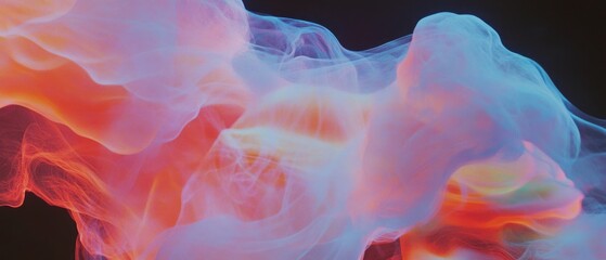 Poster - Colored smoke intertwines to create dynamic abstract patterns against a dark background