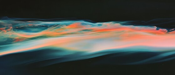 Poster - Thin streams of colorful smoke create abstract patterns against a dark background
