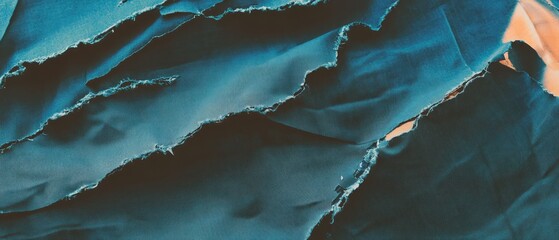 Poster - Torn and frayed fabric showcasing distressed textile damage with textured surface details