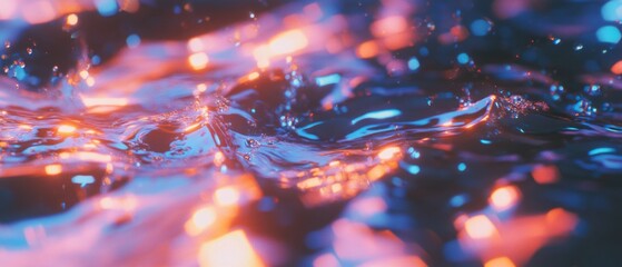 Poster - Mesmerizing water texture with vibrant light reflections creating abstract patterns