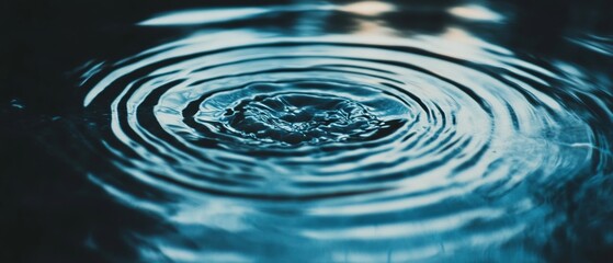 Aufkleber - Beautiful ripples create mesmerizing reflections on calm water surface under soft light