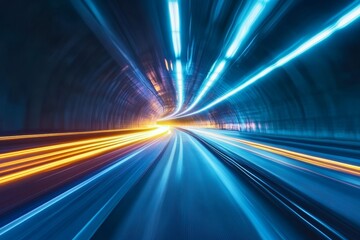Poster - Blue light in a tunnel effect.