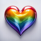 Glossy rainbow heart shape isolated on white background. Valentines day, love and romantic