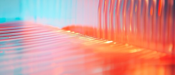 Aufkleber - Macro view revealing the intricate ribbed structure of corrugated plastic with a translucent finish