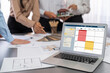 © Summit Art Creations - Group of interior architect designer discussing together on blueprint and laptop screen display architecture software for more precise designing layout. Modern home design and renovation. Insight