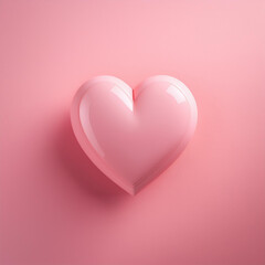 Aufkleber - Minimalist pink heart on soft pastel backdrop. 3D render. Valentines day, love and romantic concept