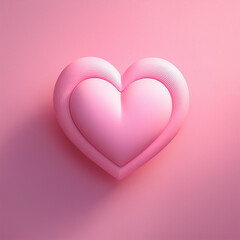 Aufkleber - Minimalist pink heart on soft pastel backdrop. 3D render. Valentines day, love and romantic concept