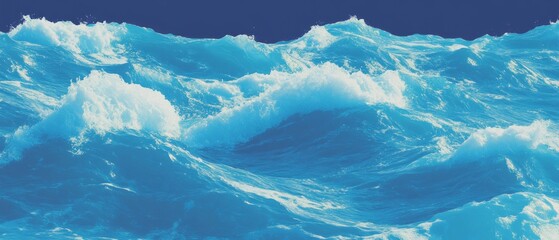Aufkleber - Vibrant ocean waves and crashing surf with sea foam viewed from above in a seamless pattern texture