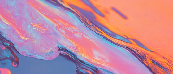 Aufkleber - Vibrant oil paint texture with abstract patterns and colorful drips on a smooth surface
